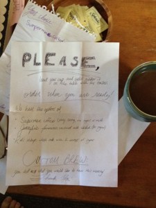 Penny Roasters' menu