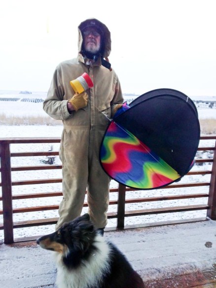 Steve with kite in snow