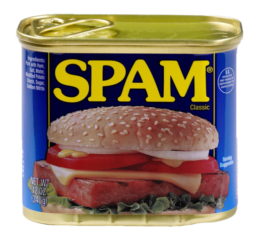 Spam_can By Qwertyxp2000 [CC BY-SA 4.0  (https://creativecommons.org/licenses/by-sa/4.0)], from Wikimedia Commons