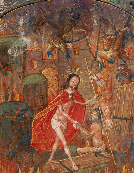 467px-harrowing_of_hell_christ_leads_adam_by_the_hand._on_scroll_in_border,_the_motto_'entre_tenir_dieu_le_viuelle'_(f._125)_cropped