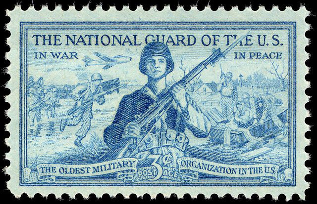 Photo of postage stamp honoring The National Guard of the U.S.
