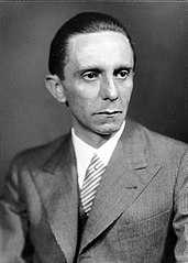 Photograph of Joseph Goebbels and Nazi basic principles of propaganda.